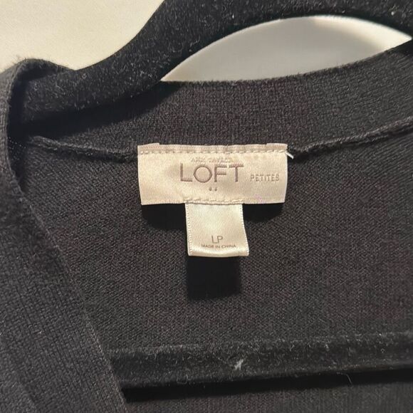 Ann Taylor LOFT sequin pocket cardigan long sleeve large petite black 100% cotto - Picture 3 of 9